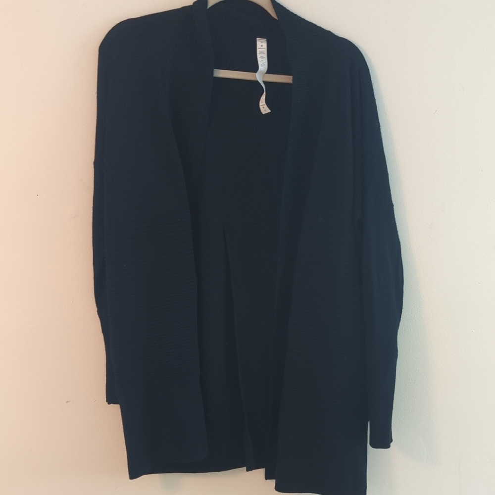 Lululemon Athletica Black Wool split Back Cardigan